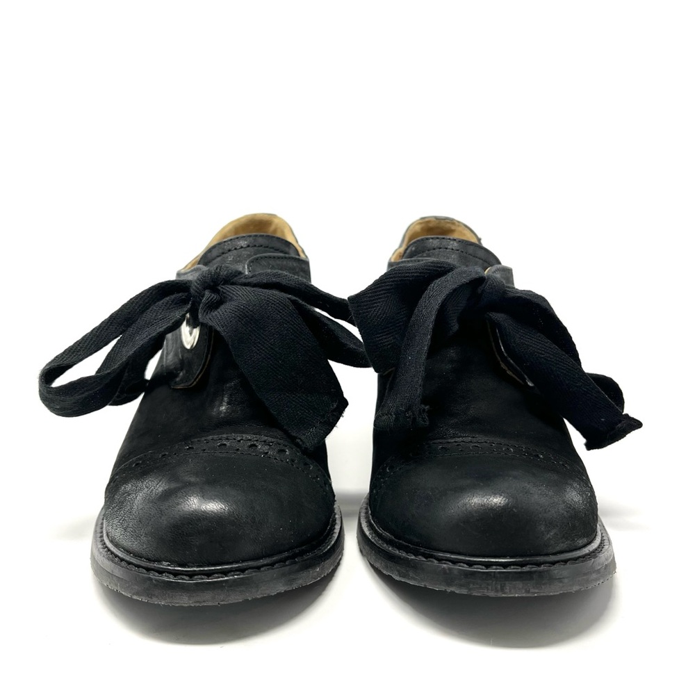 John Fluevog Black Leather East End Templeton Lace Up Oxford Shoes Heels Pumps 7 - Picture 7 of 13